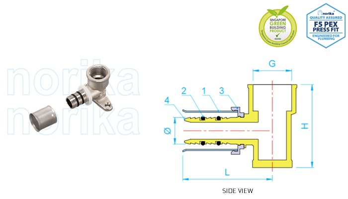 PEX Press-Fit Wallplate Elbow (Type F5)